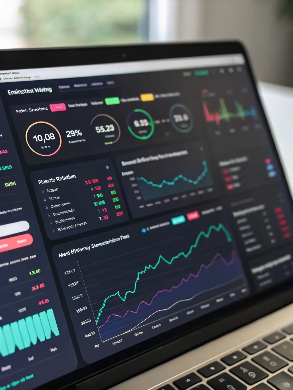 A screenshot of Our Cloud Live's financial analytics dashboard, showcasing real-time data visualization and key performance indicators.