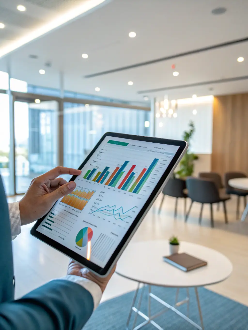 A person confidently presenting a report showing improved financial accuracy and reduced manual data entry.